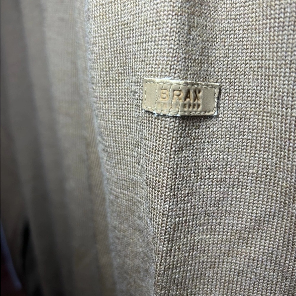 BRAX Feel Good Mens Merino Wool V Neck Sweater Size XL Tall - Brown Modern Fit - Picture 4 of 9